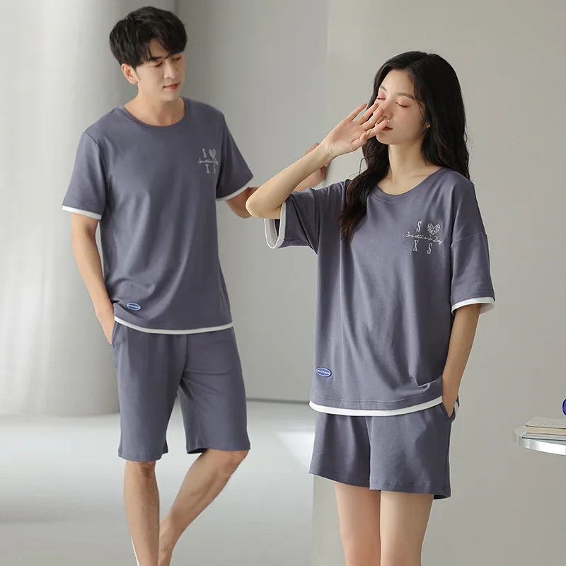

New Pajamas for Couples Matching Summer Pure Cotton Short-sleeved Shorts Home Service Suits Can Be Worn Outside Soft and Casual