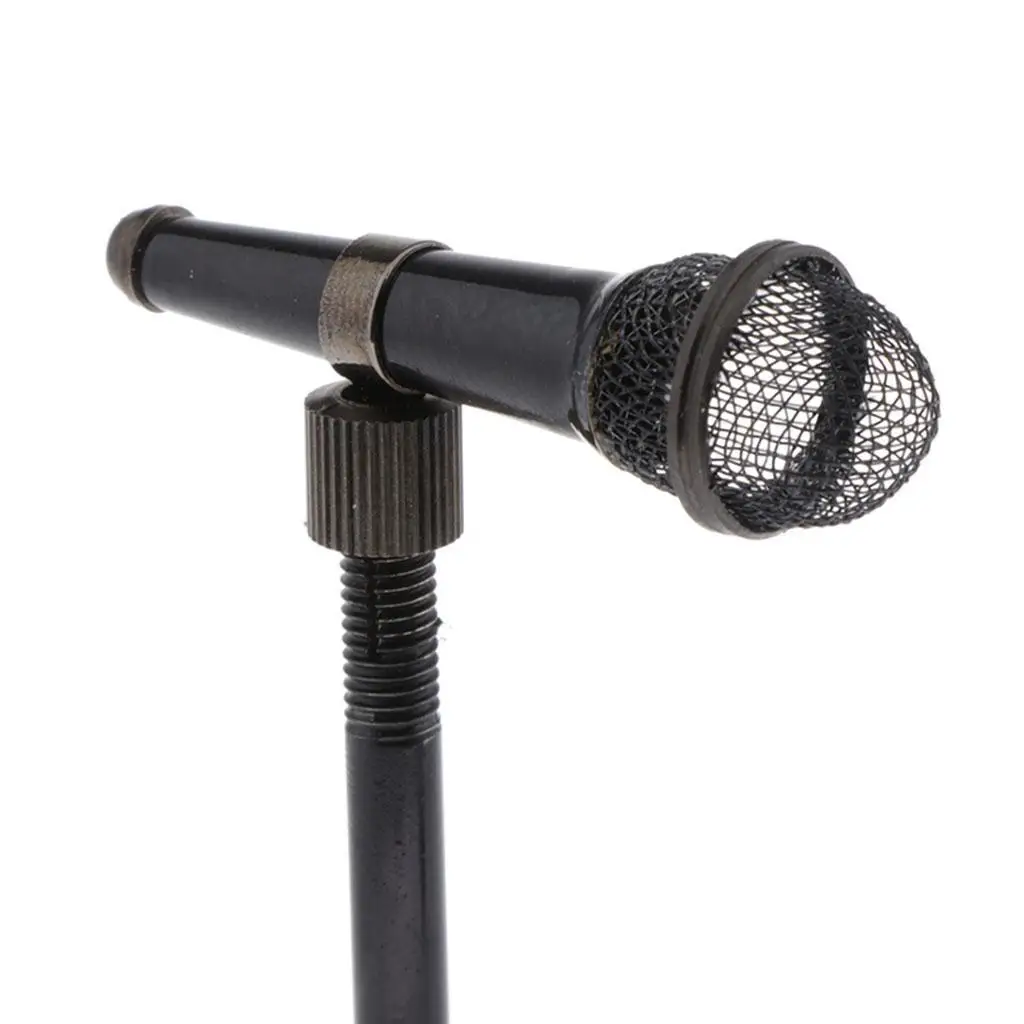 

1 12 Dollhouse Mini Metal Microphone with Stand Models Toy Decoration