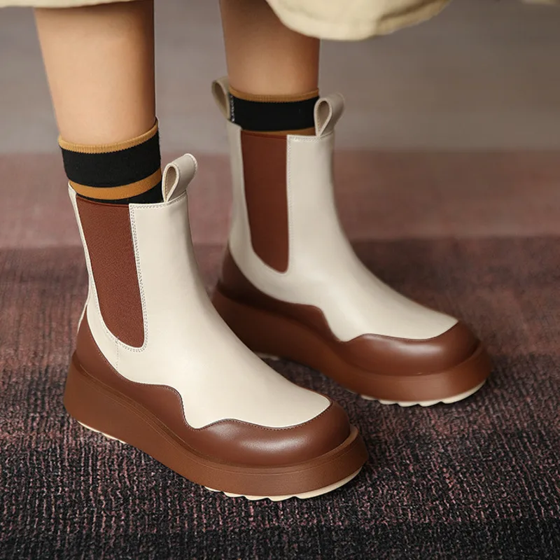 

Chelsea Boots Short Boots Round Toe Platform Casual Boots Woman Spring Autumn Fashion Ankle Boots For Women Shoes