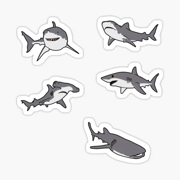 

Shark Pack 5PCS Stickers for Living Room Cartoon Window Room Wall Luggage Background Car Decor Art Cute Water Bottles Print