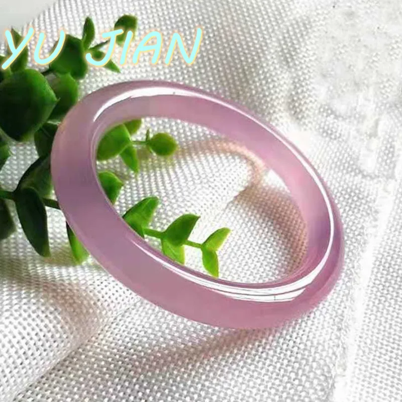 

Natural Agate Chalcedony Bracelet Pink Round Jewelry Emerald Ladies Fashion Fine Bangle Gift