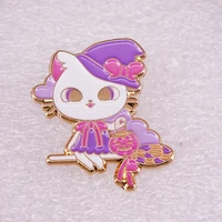 cute pink and purple school of magic cat television brooches badge for bag lapel pin buckle jewelry gift for friends