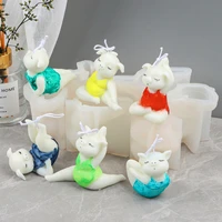 6 style yoga pig candle silicone mold aromatherapy candle handmade soap resin ornament plaster decoration mousse cake mould