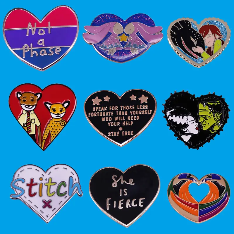 

Interesting loving h World Heart Cartoon Brooch Originality Lapel Badge Collect Denim Jacket Backpack Pin Children Fashion Gifts