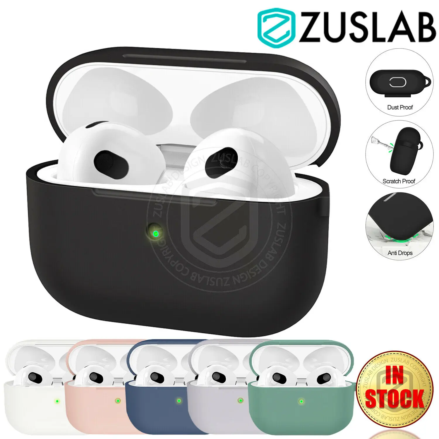 

Мягкий противоударный чехол из жидкого силикона для Apple AirPods 3rd Gen 2021
