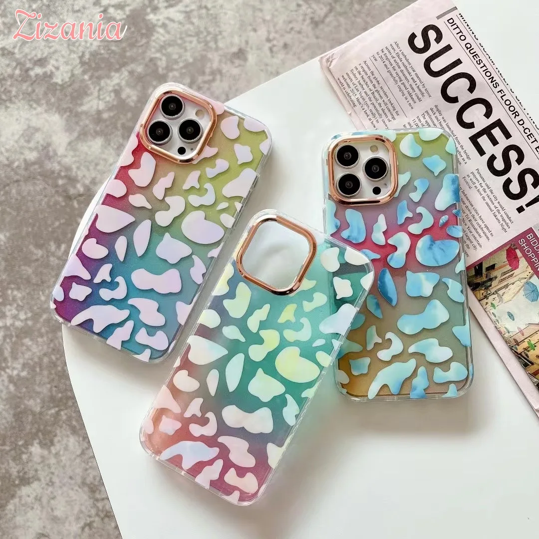 

Fashion Luxury Gradient Leopard Print Transparent Phone Case For iPhone 13 12 11 Pro Max XS Max X XR personality Shockproof Case