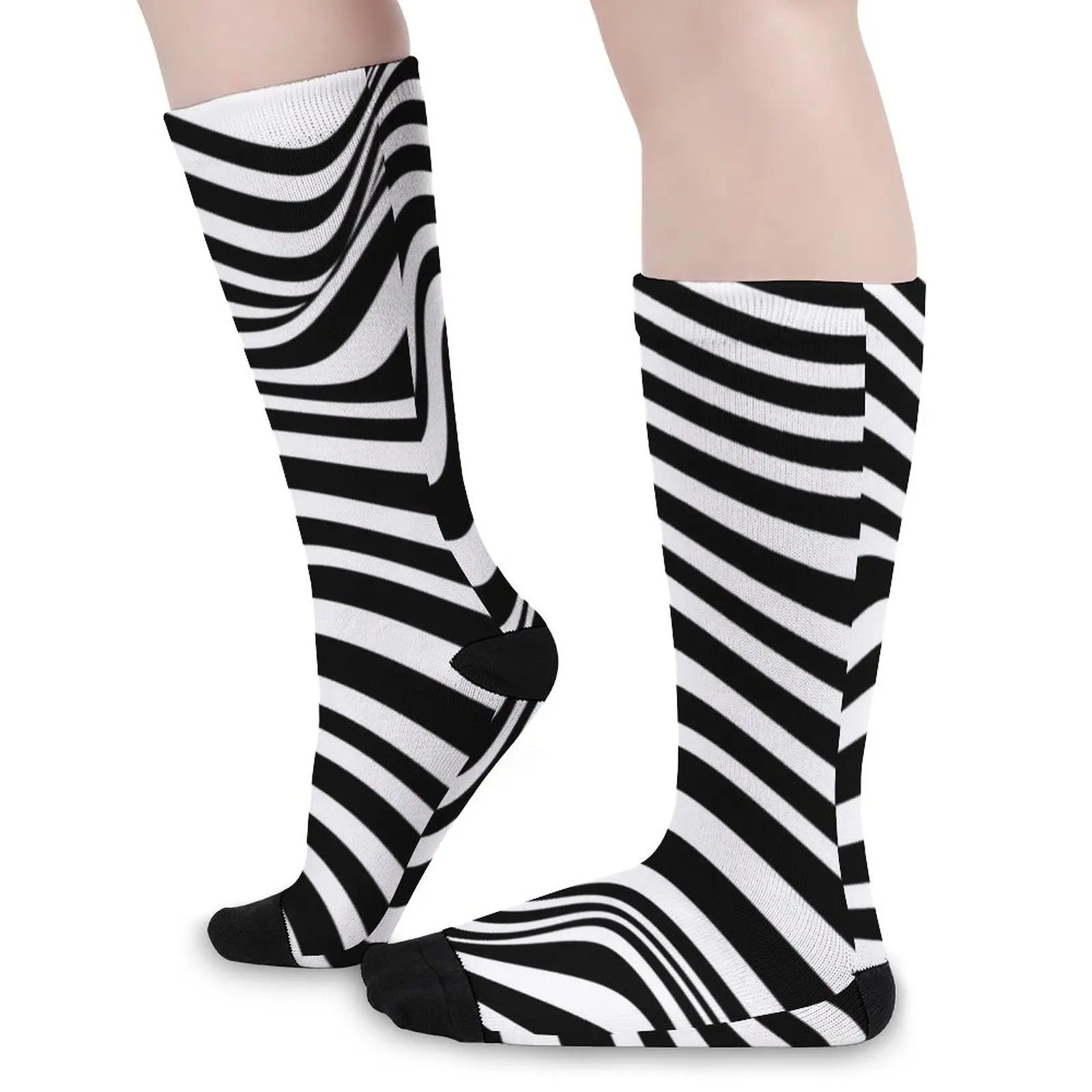 

Носки в абстрактную полоску, черно-белые полосатые, новинка, чулки, весенние Антибактериальные Женские носки, спортивные носки для бега