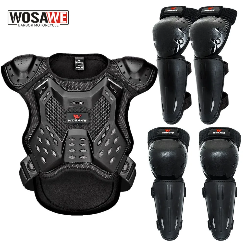 

WOSAWE Full Body Motorcycle Armor Children Kids Motocross Armour Jacket Chest Spine Knee Elbow Guard