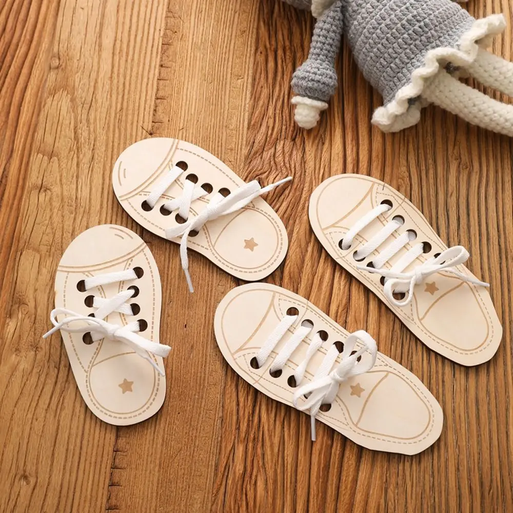 

Children's Wooden Stringing Toys Montessori Early Childhood Educational Teaching Aids Baby Hands-on Shoelace Tying Shoelace Toys