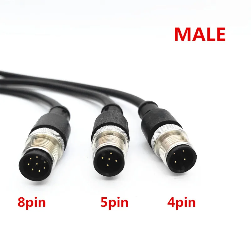 

M12 Aviation Sensor Connector Single with 5m PVC Line Head Waterproof Male&Female Plug 4P 5P 8P Angle & Straight A Type