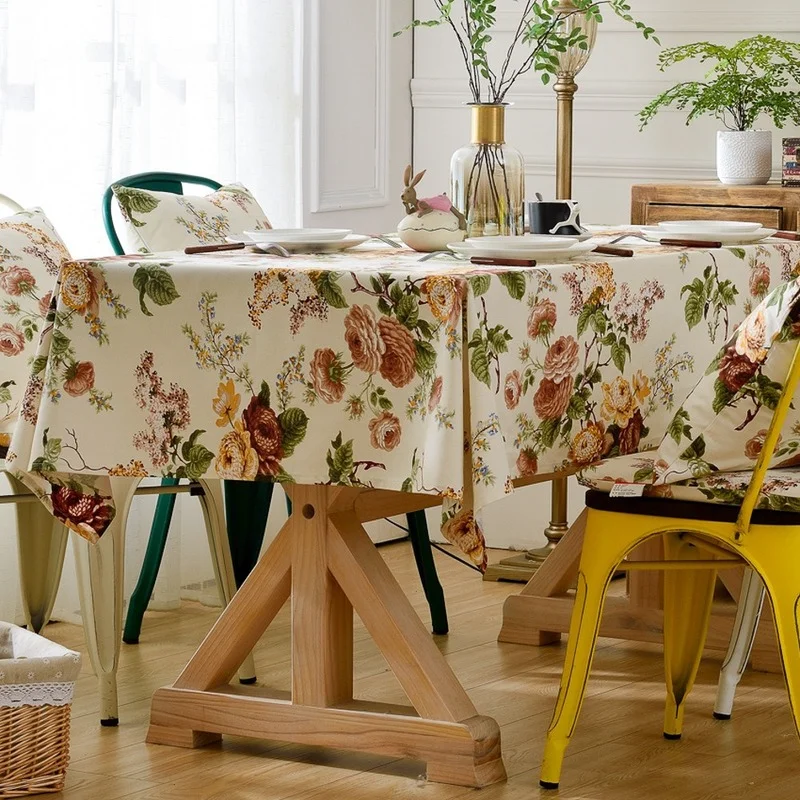 

Home Tablecloth Floral Printed Tablecloth Pad Rectangular Waterproof Antifouling Tablecloth Flower Wedding Decor Mantel Mesa