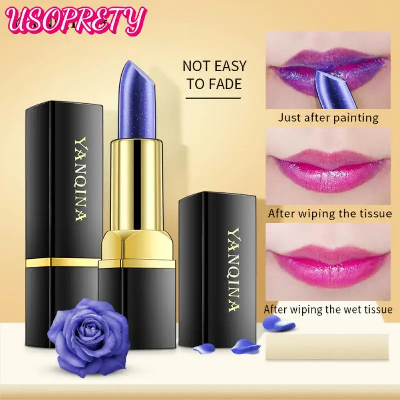 

Color Changing Lipstick Lip Care Moisturizing Lip Balm Waterproof Non-stick Cup Lipstick Lip Nourishing Blue Rose Lipstick