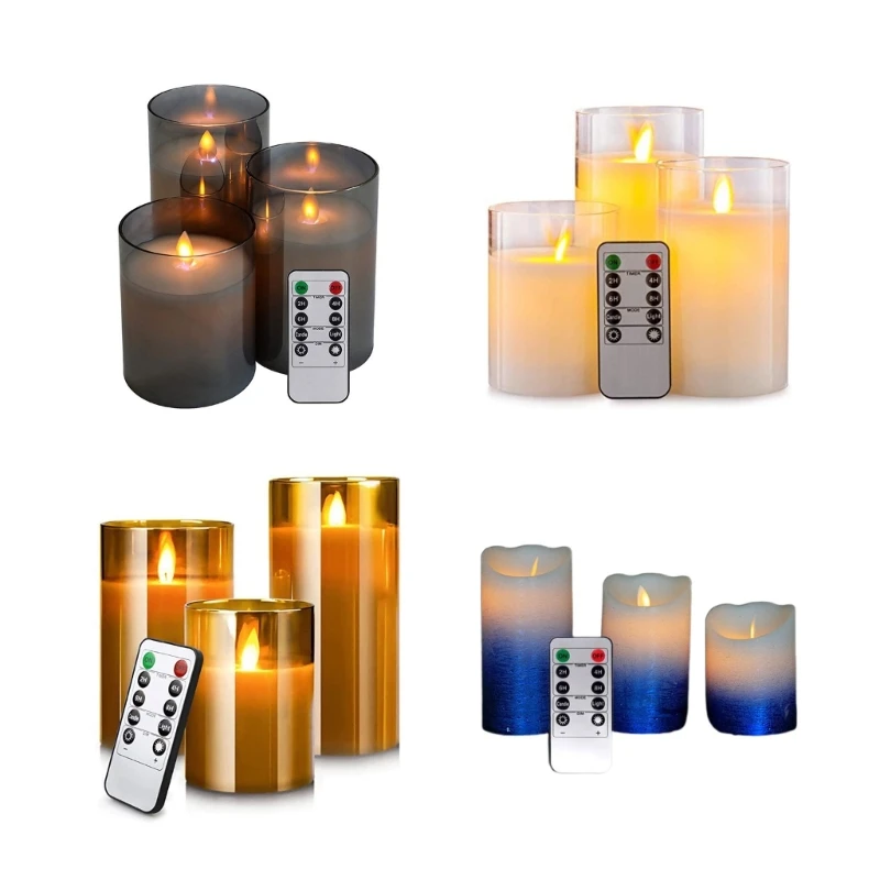 

LED Flameless Candle Glass Pillar Wax Flickering Moving Wick Candle Light