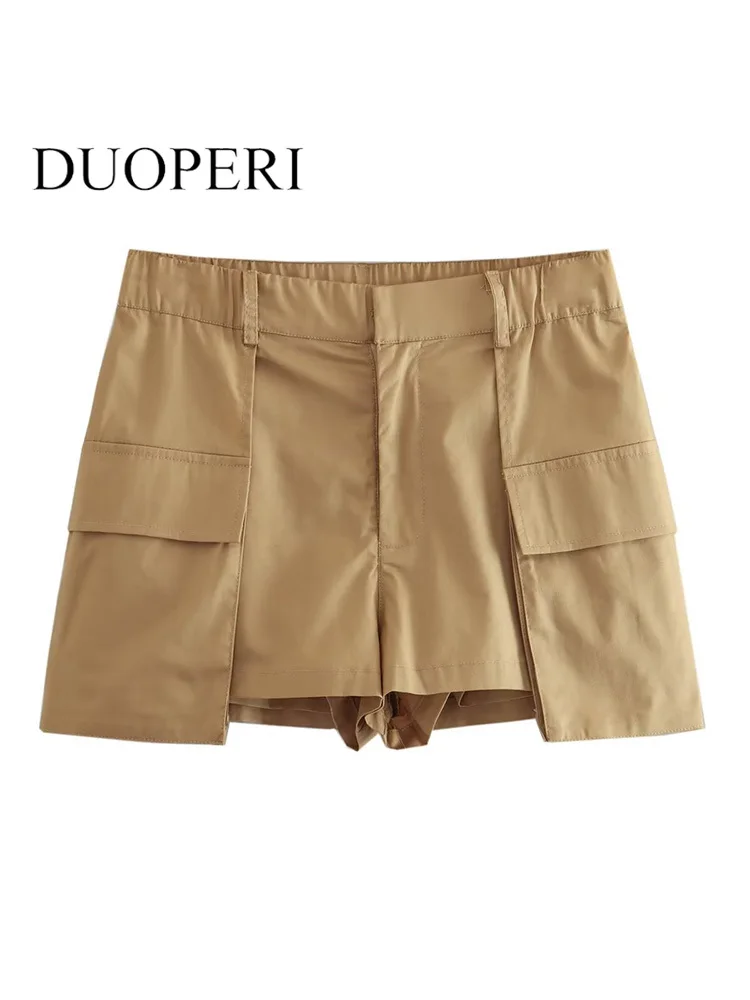 

Юбка-мини с карманами и молнией спереди, цвета хаки