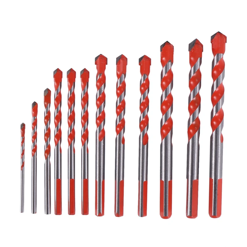 

12Pcs Masonry Drill Bits Set Drill Bit Set Triangular Handle Multifunctional Drill Bits for Wall, Brick, Cement