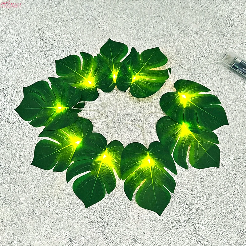 

10/20lights Turtle Leaf Light String Baby Shower Wedding Favor Flamingo Jungle Party Decor monstera Leaf LED Lights Home Decor