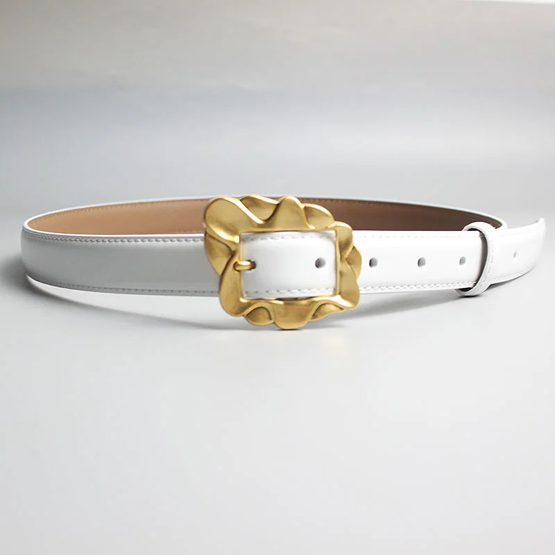 

Женский винтажный ремень из натуральной кожи, с пуговицами неправильной геометрической формы