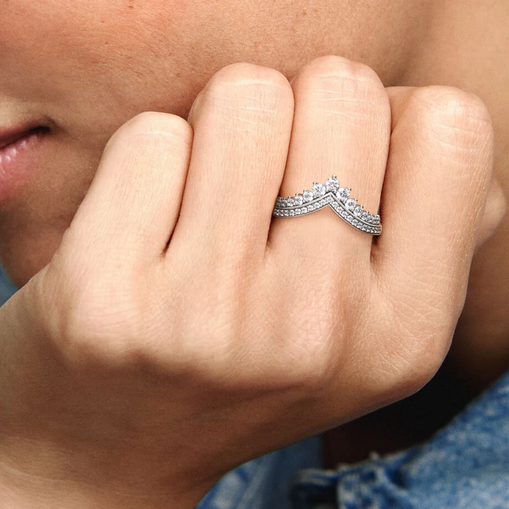 Pandora ChimPrincess Wishbone Bague pour Femme, Bagues de Fiançailles, Bijoux de Luxe Élégants avec Sac, Doux et Romantique, Proposition