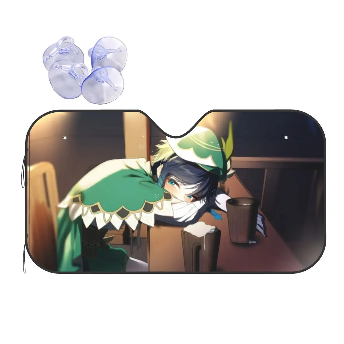

Genshin Impact Venti Sunshade Windscreen Barbatos Anime Personality Car Front Windshield 76x140cm Car Sunshade Heat Reflector