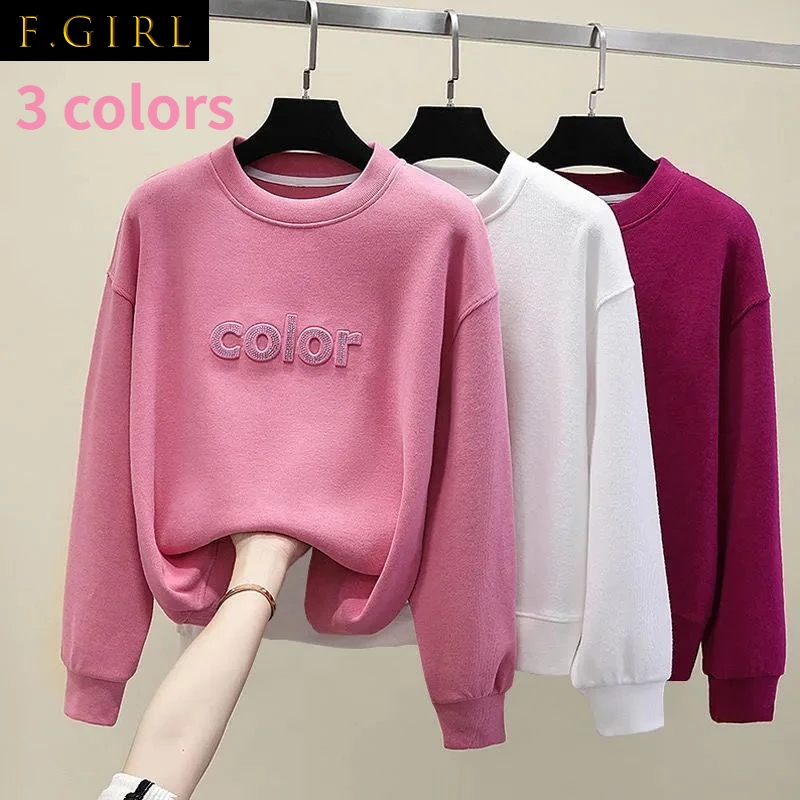 

No Hat Hoodies Women O-neck Letter Printed Designer Sweatshirts Female High Quality Spring Loose Fashion Ins Tops All-match Chic