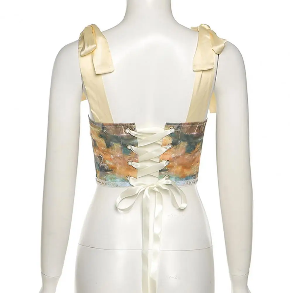 

Close-fitting Soft Fabric Backless Fish Pattern Summer Lady Vest Garment
