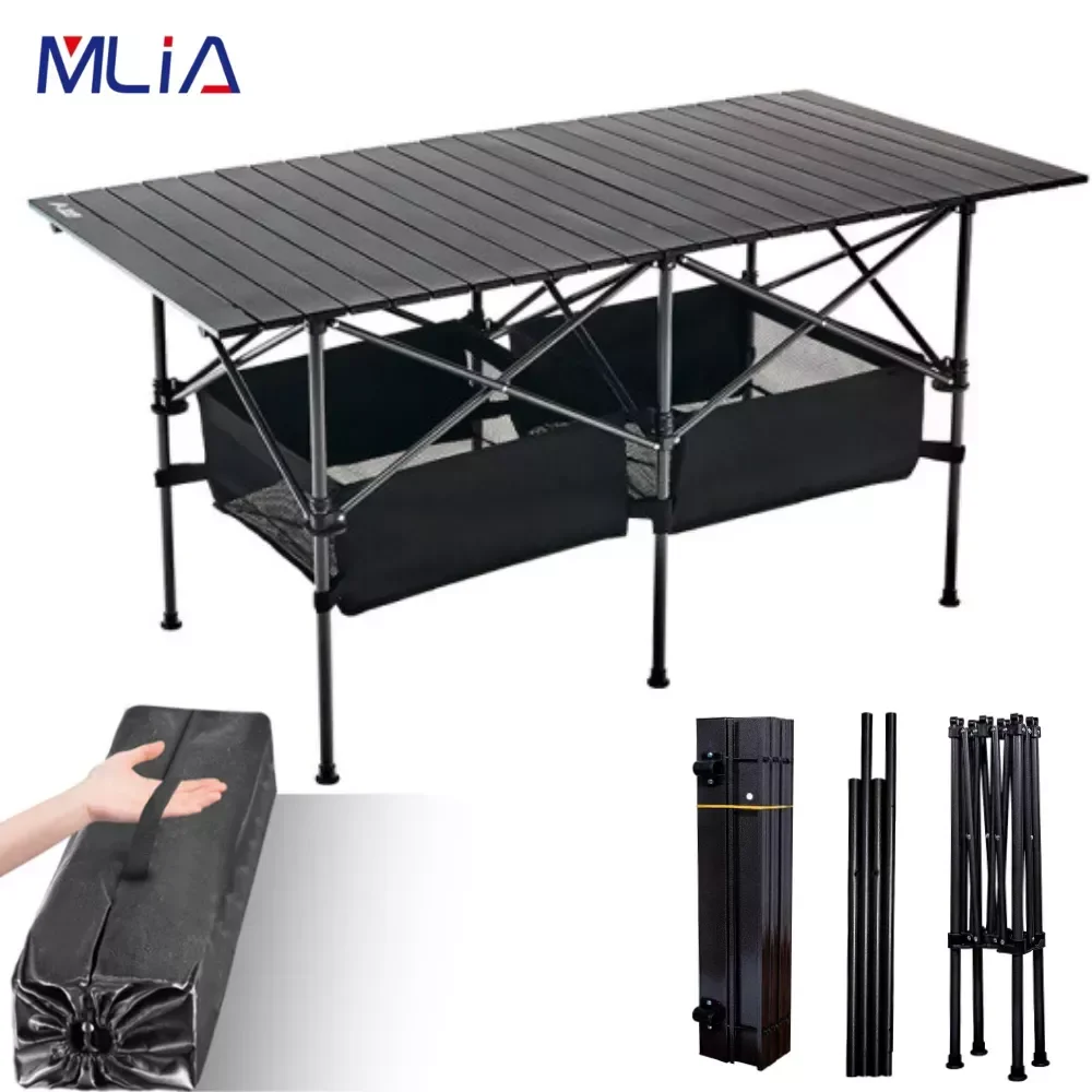 

2023NEW MLIA Folding Portable Picnic Camping Table Roll-Up Table with Easy Carrying Bag Indoor Outdoor Aluminum Alloy BBQ Picnic