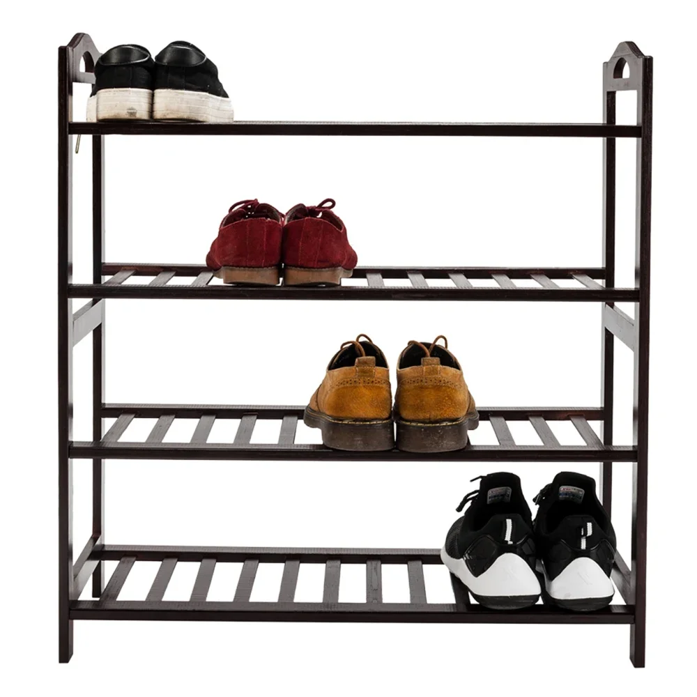 

Concise 12-Batten 4 Tiers Bamboo Shoe Rack Coffee RT
