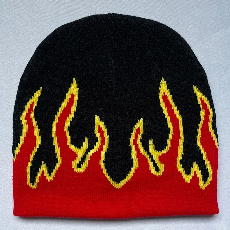 

Hip Hop Street Flame Beanies Hat Fashion Dance Skull Fire Hell Burn Flames Hot Trend Hip Hop Knitted Soft Wear Bonnet Hat