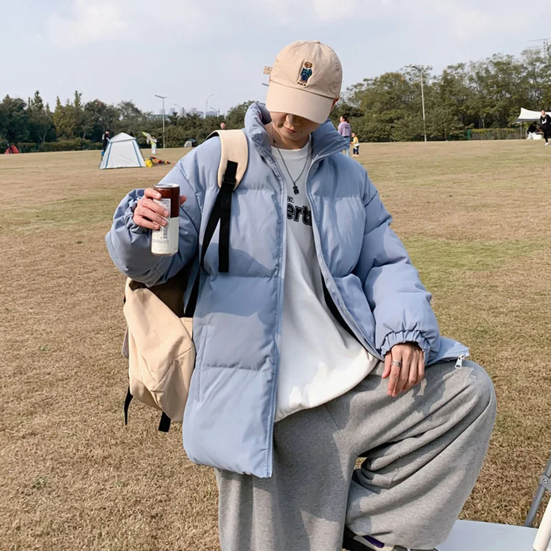 Men Coat Winter Parka Solid Long Sleeve Jacket Fashion New Warm Couple Outwear Oversized Tops Ins Vintage Y2K Male Clothes 5Xl