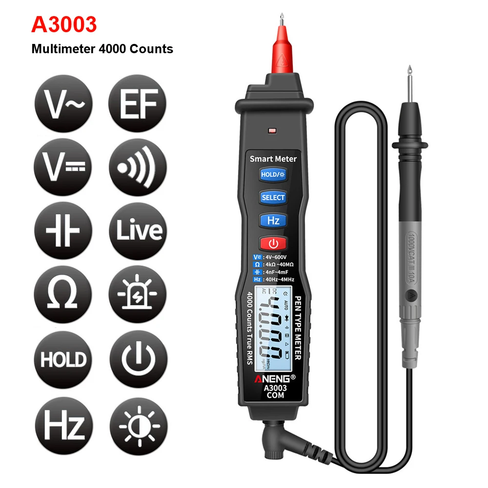 

A3003 Digital Pen Multimeter Professional 4000 Counts True RMS Meter Smart DC/AC Voltage Tester