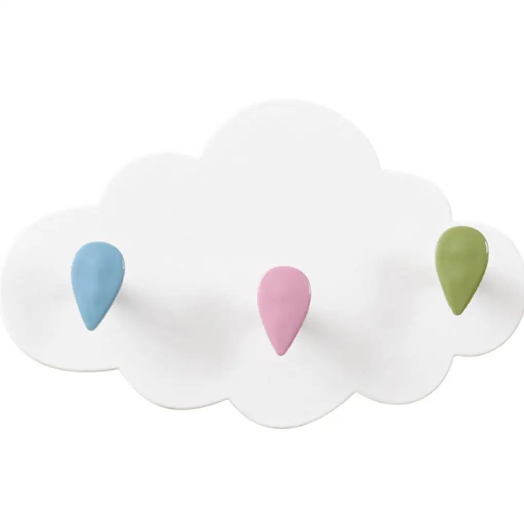 

Cloud Shaped Self Adhesive Key Towel Cloth Hooks No Drilling Required Sticky Plastic Organizer