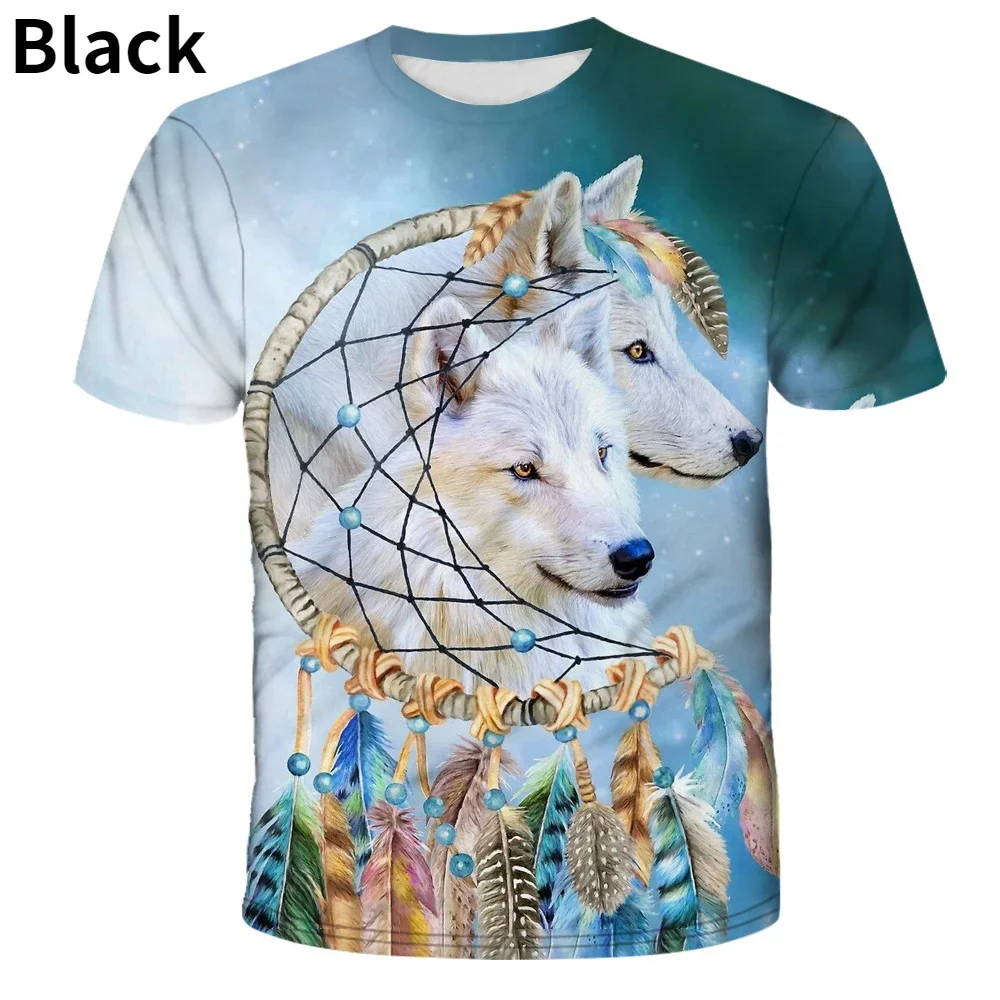 Футболка мужская летняя с коротким рукавом и 3D-принтом волка