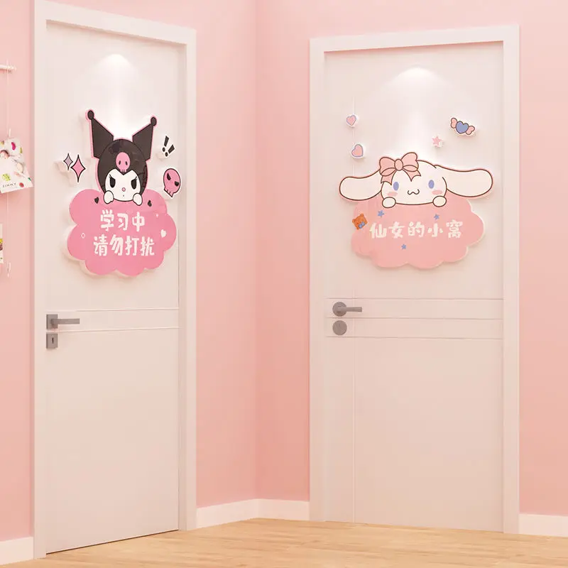 

Hello Kitty Kuromi Cinnamoroll My Melody Kawaii для детской комнаты маленькой принцессы, раскладка для спальни для девочек, украшение для стен, дверной номер