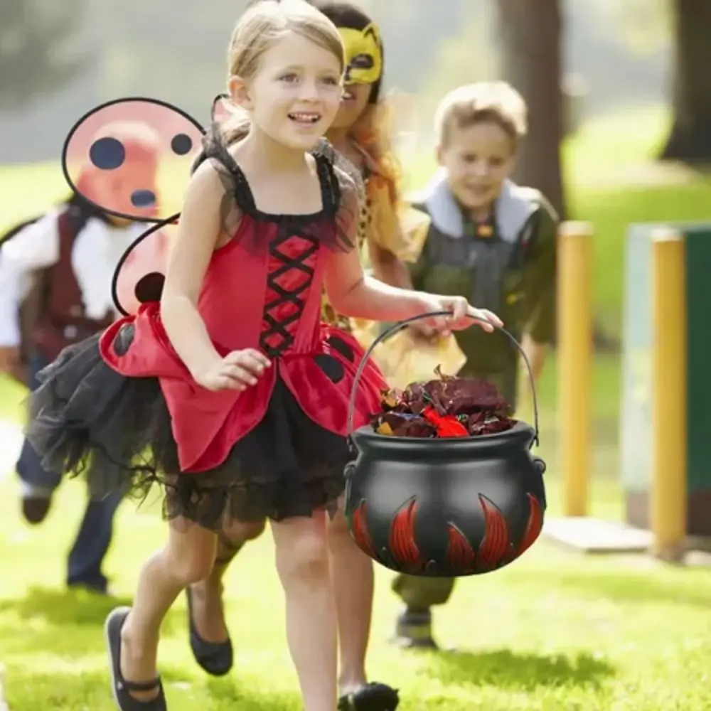 Горшок для конфет пластиковый скелет ведьмы котел ведро чайники с ручкой