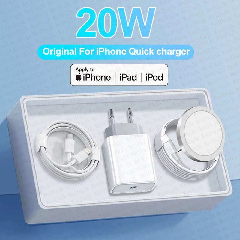 

For APPLE Original PD 20W USB C Fast Charger For iPhone 12 11 14 13 Pro Max Mini X XS XR 8Plus AirPods Macsafe Wireless Chargers