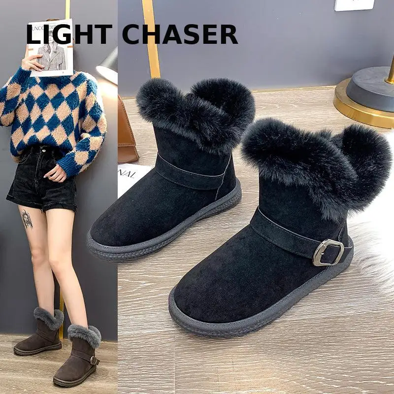

Casual Snow Boot Women 2022 Autumn Winter New Female Short Boots Large Size Warm Pluffy Plus Platform Thick Border Cotton Shoes