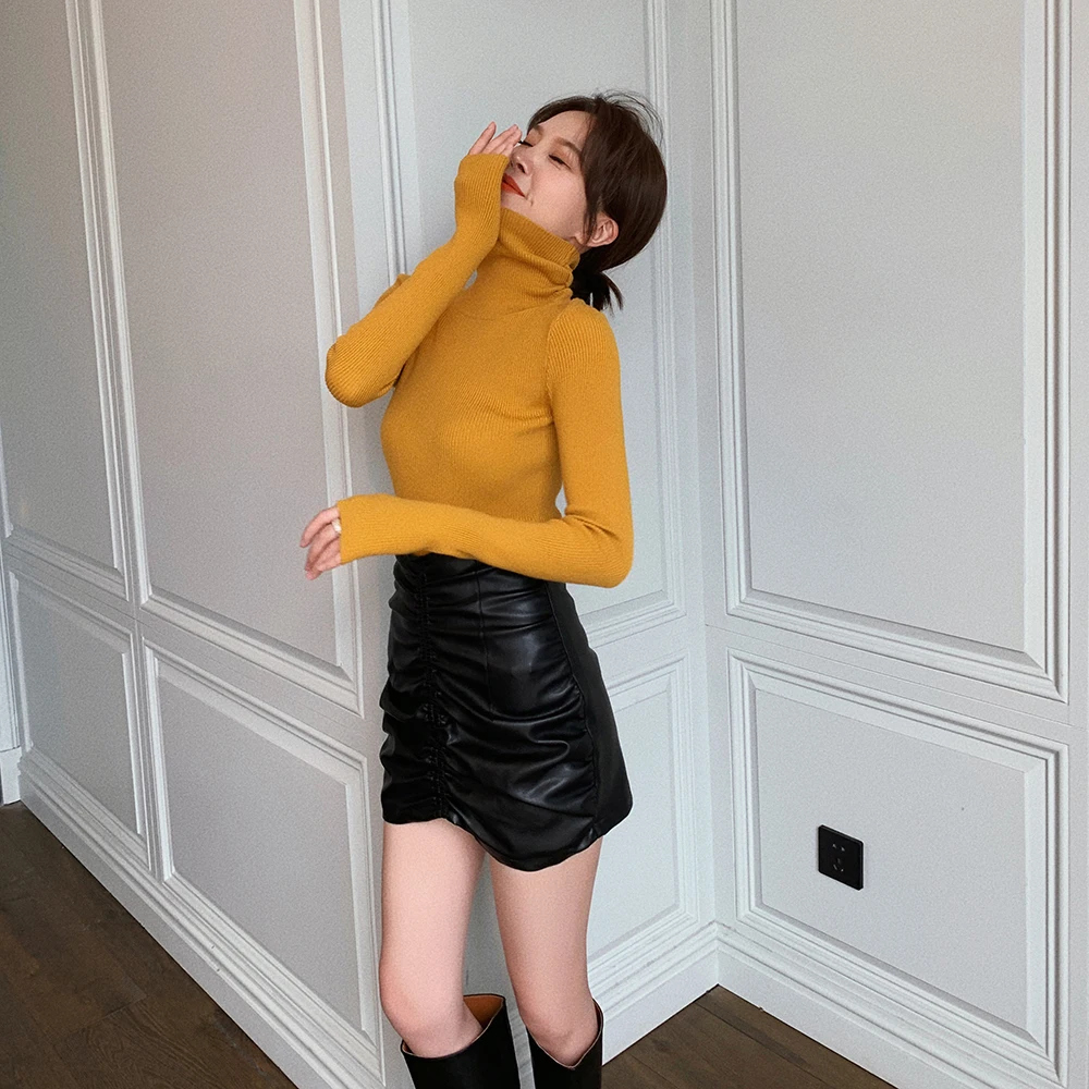 

Sweater Woman 2021new autumn and winter long sleeves with a slim bottom blouse half turtleneck sweater SBK89-SBK91