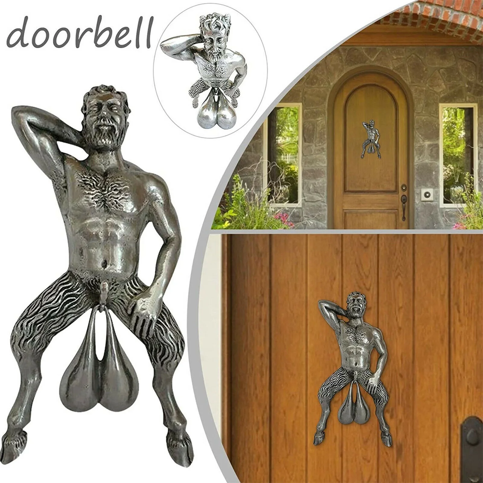 

2022 Funny Man Front Door Pendant Resin Figure Model Doorbell For Door Home Decoration Crafts Muscle Naked Man Funny Doorbell
