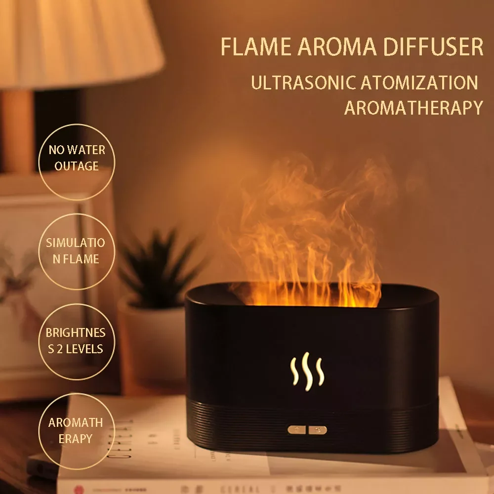 

180ML USB Essential Oil Diffuser Simulation Flame Ultrasonic Humidifier Home Office Air Freshener Fragrance Sooth Sleep Atomizer
