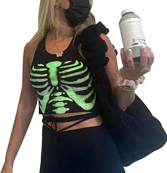 Женский укороченный топ без рукавов для подростков жилет с рисунком в виде