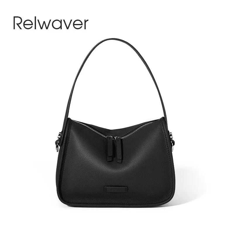 

Relwaver genuine cow leather shoulder bag fashion flap 2023 autumn winter women messenger bags small black khaki women bag