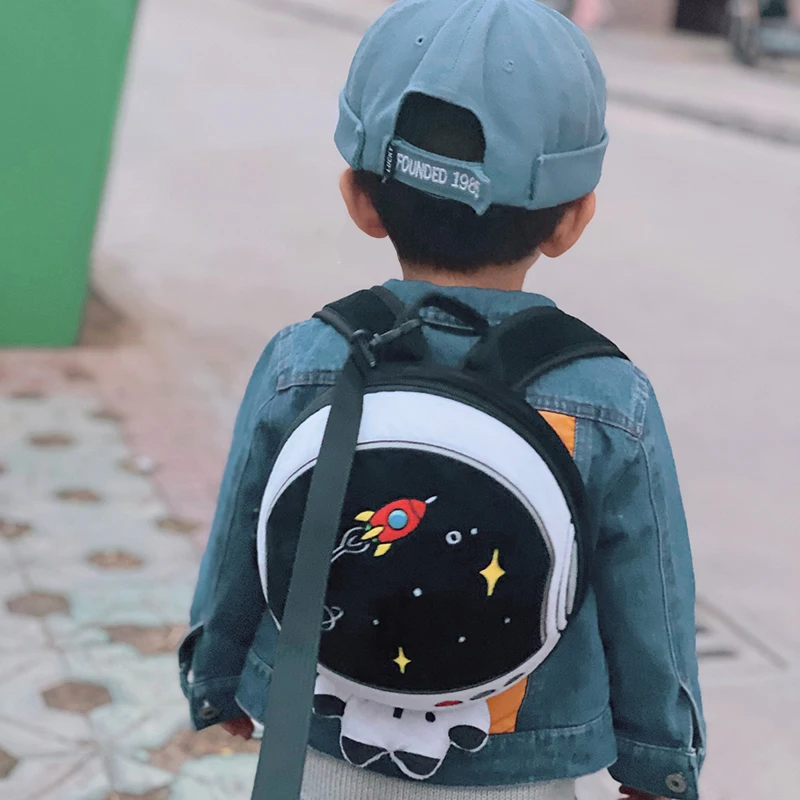 3D Space Astronaut Kids Bags Anti-lost Baby Bag Preschool Plush Bag Lightweight Toddler Backpack for Girls 1-3 Years Old