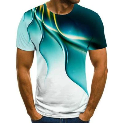 Men'S 3d Printed Large T-Shirt, Casual Short Sleeved T-Shirt With Custom Lightning Pattern, New Summer Round Neck T-Shirt