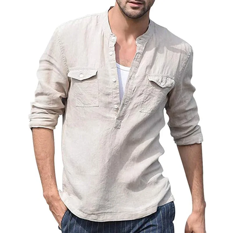 

Fashion men's 2022 summer new cotton and linen shirts casual trendy long-sleeved shirts for men clothing