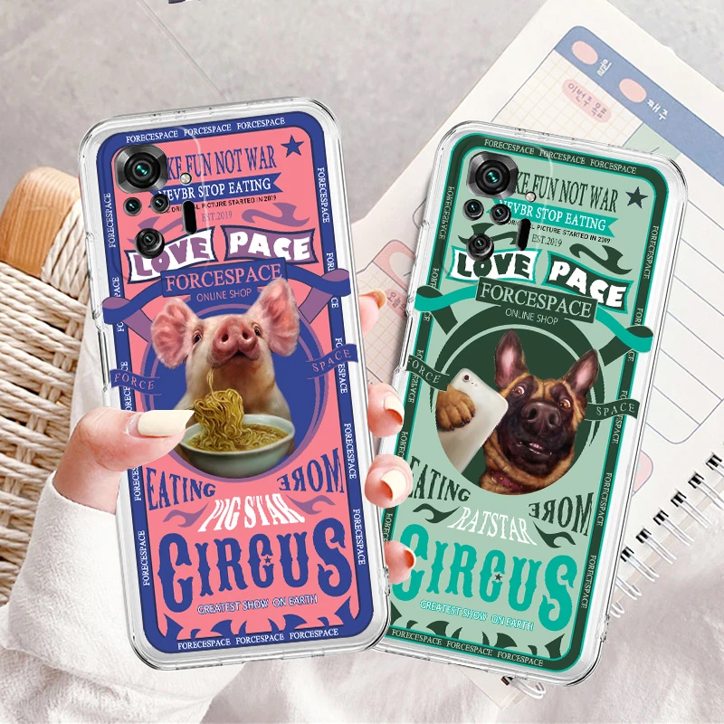 

Super handsome cat pig dog For Xiaomi Redmi Note 11E 11S 11 11T 10 10S 9 9T 9S 8T Pro Plus 5G 7 5 Transparent Phone Case