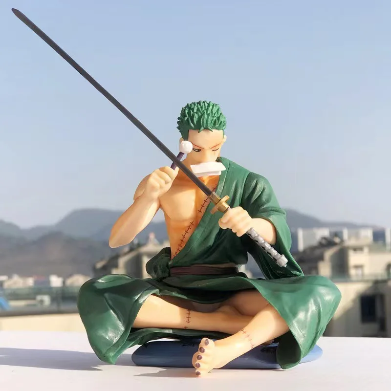 

One Piece Anime 15CM Roronoa Zoro Seated PVC Action Figure Model Series Peripheral Figure Toy Ornament Children's Gift
