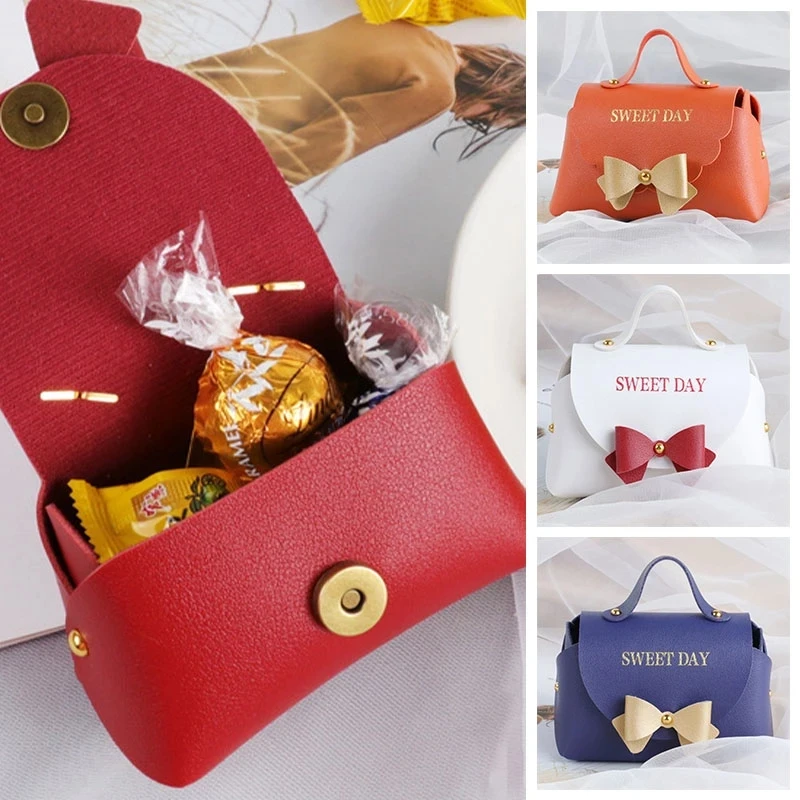 

10pcs Fashion new wedding candy box, leather portable wedding candy bag, wedding return gift, wedding companion, candy gift box