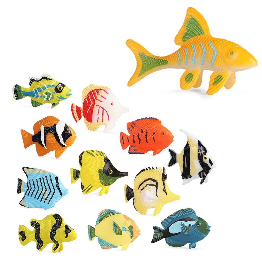 

12 Pcs Model Fish Lovely Sea Animal Decor Desktop Compact Aquarium Accessories Sea-animal Toy Tank Tabletop Miniature
