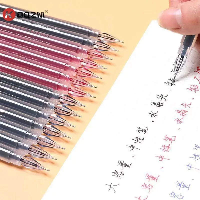 

6 Pcs/Set 0.38mm Large-capacity Ink Diamond Tip Gel Pen Black/Blue/Red Refill Exam Signing Writing School Office Supplies
