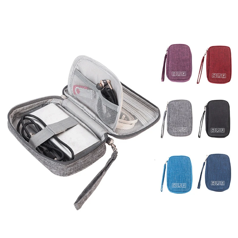 

Bluetooth Headset Storage Bag Mini Zipper Headphone Case Mobile Phone Data Cable Charger Storage Box Portable Travel Organizer